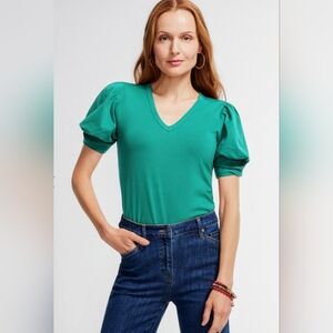 NWT Chico's Draped Sleeve Tee in Emerald Green (Size L, 2)